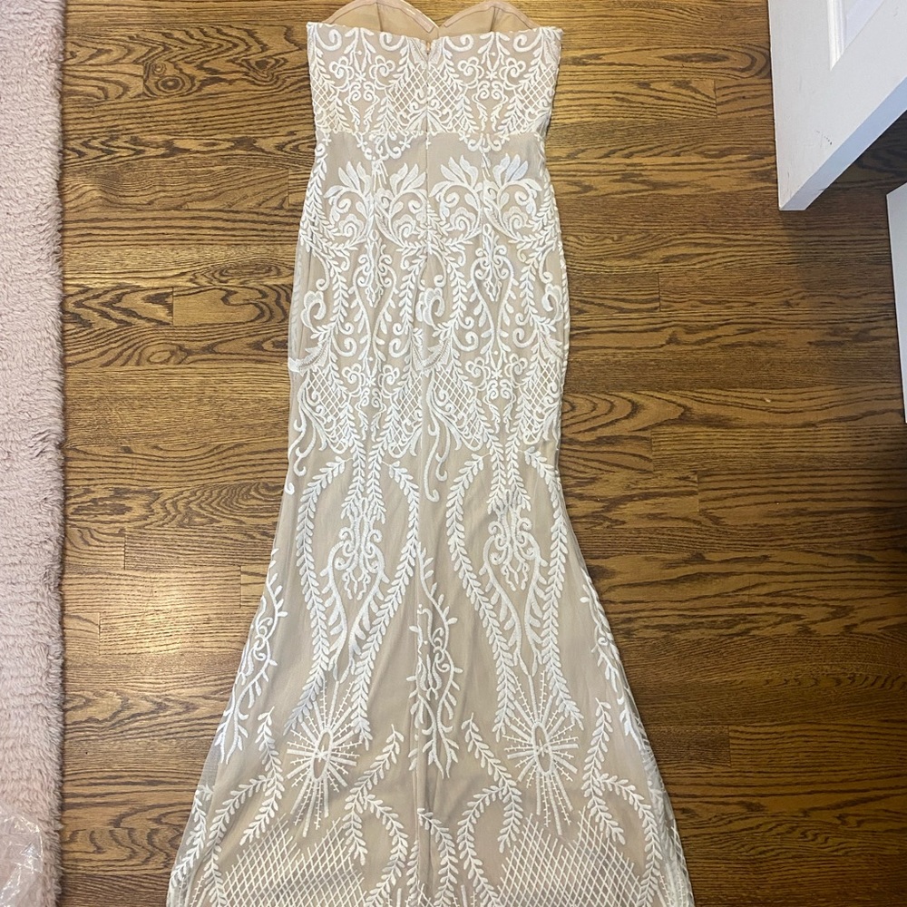 White floor length gown